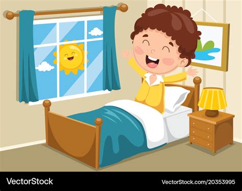 Waking Up Cartoon Illustration Of Cartoon Little Boy Waking Up And