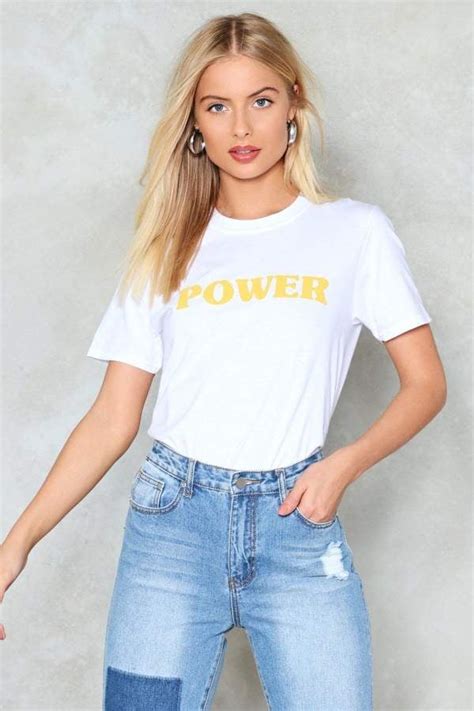 Nasty Gal Power To The Babes Tee Selena Gomez Wearing A Yellow T