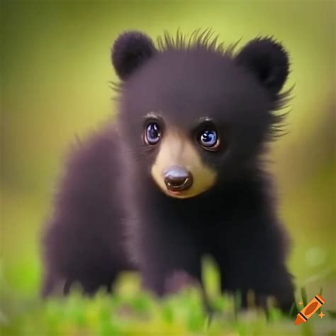 Adorable Chibi Black Bear Cub