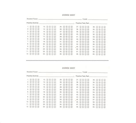10 Printable Answer Sheet Templates Samples And Examples