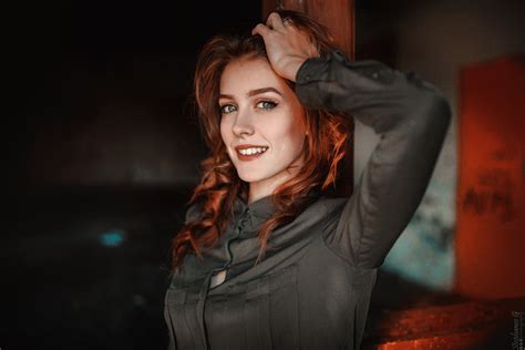 Face Women Redhead Model Portrait Depth Of Field Wavy Hair Smiling Fashion Warm Colors