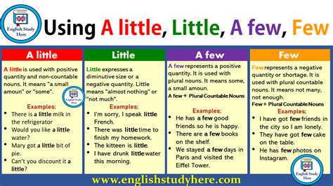 Using A Little Little A Few Few In English English Study English