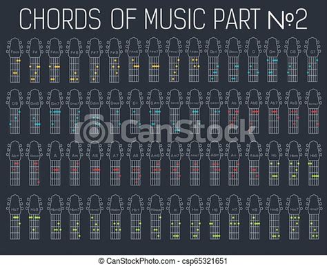 Classical Basic Guitar Chords Graphic Of Music Set Illustration Vector