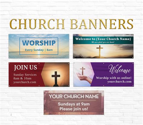 Church Banner Outdoor Sign With Your Custom Text Etsy Uk