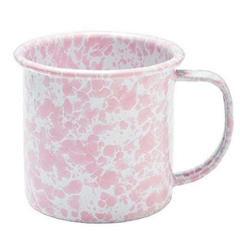 Enamelware Mug Ounce Pink White Splatter Single Mugs Pink