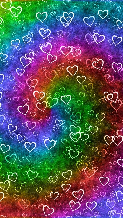 Download Wallpaper 1080x1920 Hearts Heart Patterns Rainbow Texture