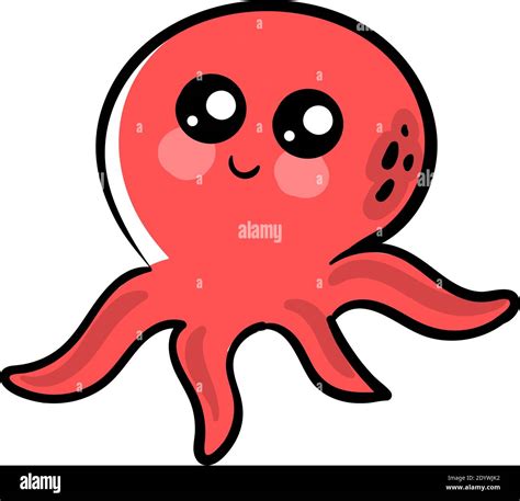 Red Octopus Illustration Vector On A White Background Stock Vector