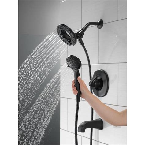 Delta Larkin Matte Black 1 Handle Bathtub And Shower Faucet With Valve In The Shower Faucets
