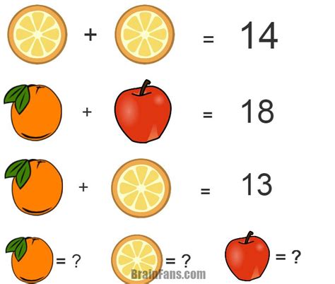 Brain Teaser Kids Riddles Logic Puzzle Fruit Hi It Very Easy So