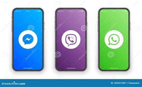 Messenger Viber Whatsapp Logo On Iphone Screen Editorial Stock Image