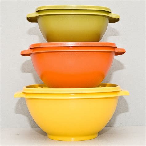 Vintage 1980s Tupperware Servalier Harvest Bowls Set Of 3 With