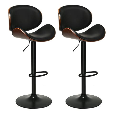 Costway Bar Stool With Adjustable Height And 360 Degree Swivel Black