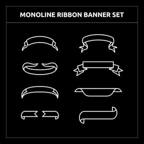Premium Vector Monoline Ribbon Banner Set Vector