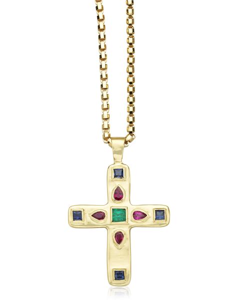 Multi Gem Cross Pendant Necklace Christies