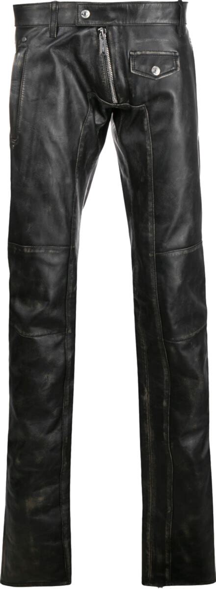 Dsquared2 Distressed Black Leather Biker Pants Inc Style
