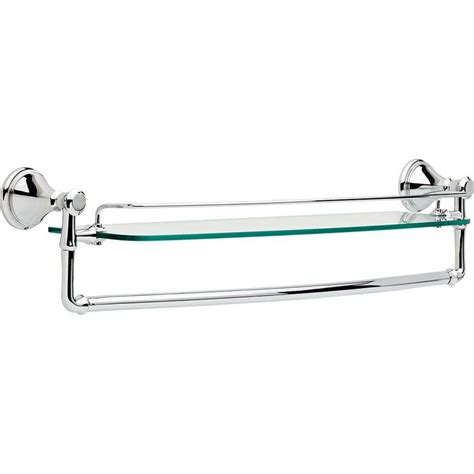 Delta Cassidy 24 In Glass Bathroom Shelf With Towel Bar In Chrome