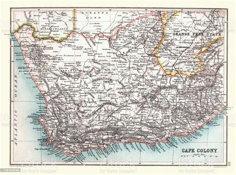 Vintage Illustration Old Map Of South Africa Cape Colony 1890s 19th