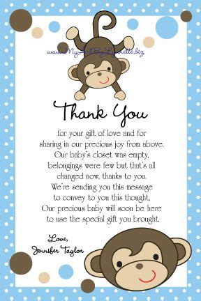 Who should write the thank you card? Monkey See Baby Shower Thank You- My Art by Lynnette | Monkey Baby Shower | Baby shower quotes ...
