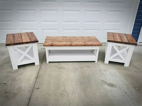 Out of stock for shipping. Farm House Rustic X Style Coffee Table and End Table - Low Shipping in 2020 | Farmhouse style ...