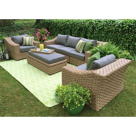 Ae Outdoor Catalina 4 Piece All Weather Wicker Patio Deep Seating Set