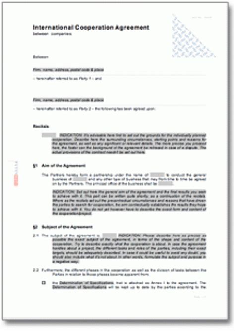 Kooperationsvertrag deutsch englisch vorlage zum download 11. Internationaler Kooperationsvertrag (Englisch) ⋆