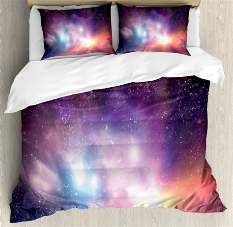 Galaxy Duvet Cover Set Queen Size Outer Space Stars Sky Dreamy Cosmos