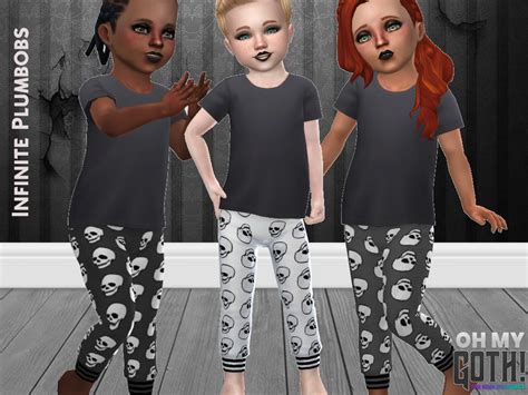 The Sims Resource Oh My Goth Toddler Skull Joggers Toddler Cc Sims