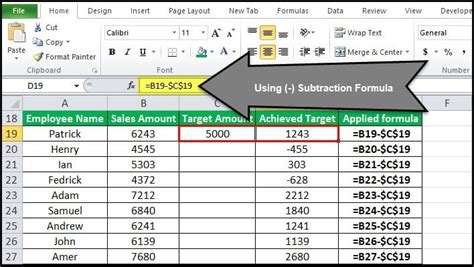 How To Subtract In Excel Minus Formula