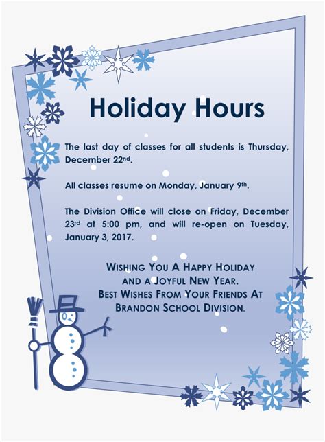 2016 12 15 Holiday Hours Holiday Flyer Template Free Word Hd Png