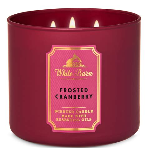 Bath And Body Works White Barn 3 Wick Candle Frosted Cranberry