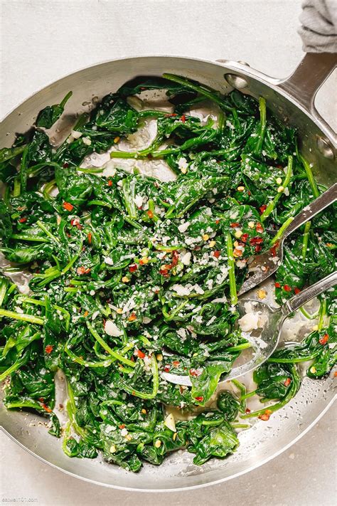 5 Minute Sauteed Spinach With Garlic And Lemon Spinach Sidedish