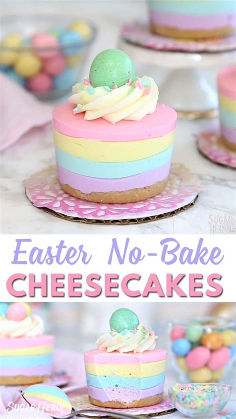 here s a super cute and easy easter dessert no bake mini cheesecakes in pastel colors perfect