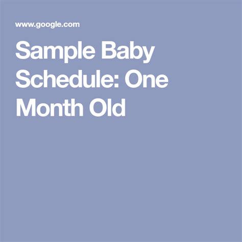 Sample Baby Schedule One Month Old In 2020 Baby Schedule One Month