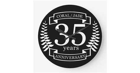 35th Wedding Anniversary Jade Coral Large Clock
