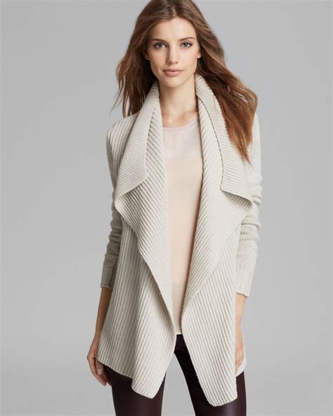 Vince Cardigan Drape Front In White Lyst