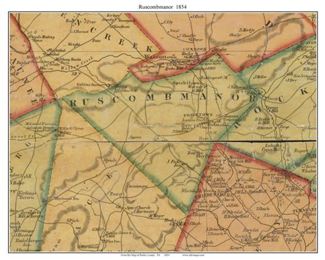 Ruscombmanor Township Pennsylvania 1854 Old Town Map Custom Print