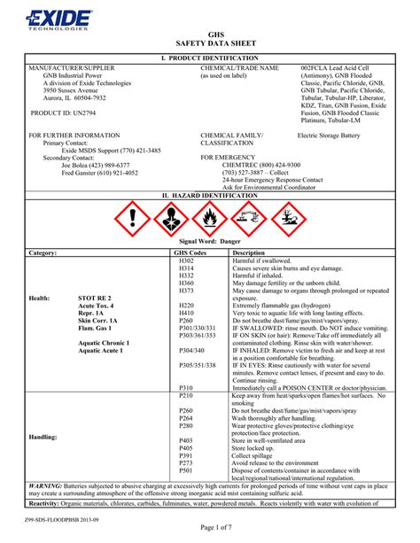 Ghs Safety Data Sheet Sections K3LH Com