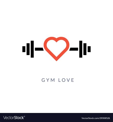 Gym Heart Logo Icon Sport Gym Love Workout Vector Image