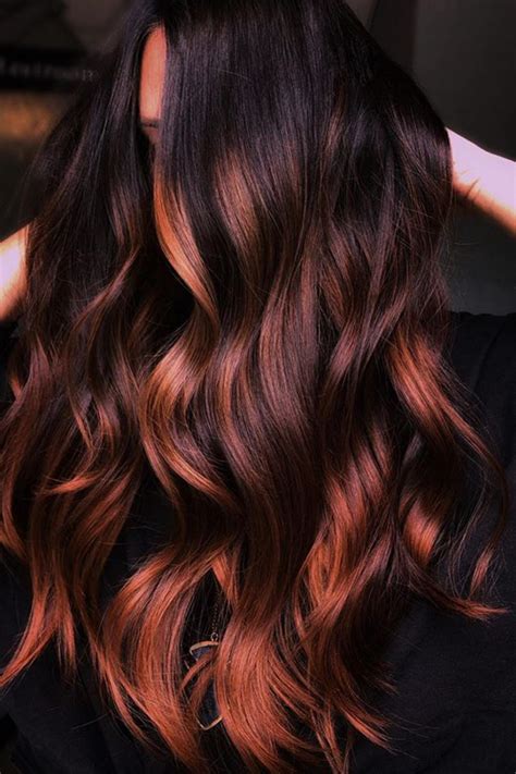 Stunning Copper Balayage For Dark Hair