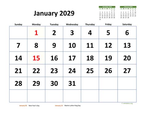 Monthly 2029 Calendar With Extra Large Dates