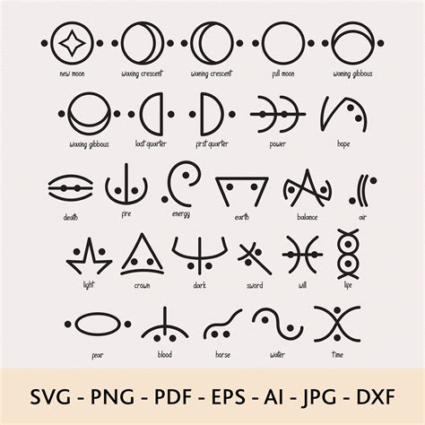 Moon Glyphs Svg Bundle Mystic Celestial Svg Magical Svg Svg Etsy