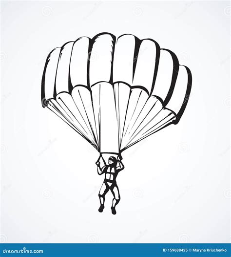 Parachutist Vector Drawing Stock Vector Illustration Of Flight