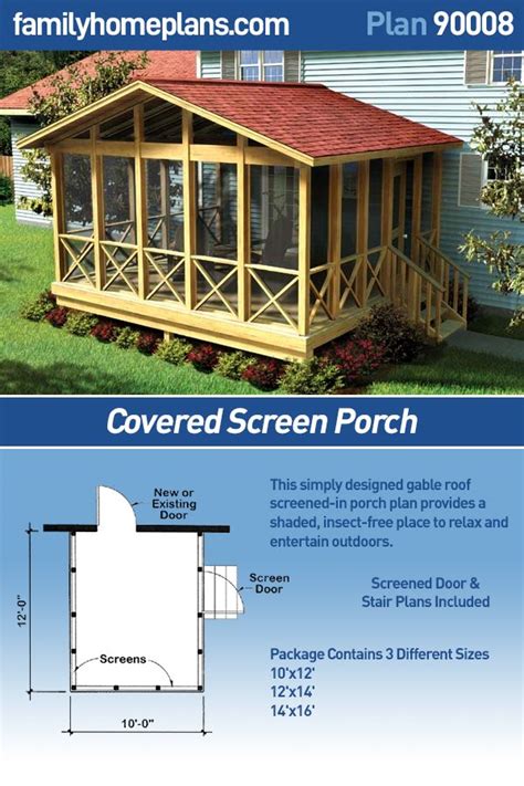 Plan 90008 Covered Screen Porch House With Porch Building A Porch Porch Addition