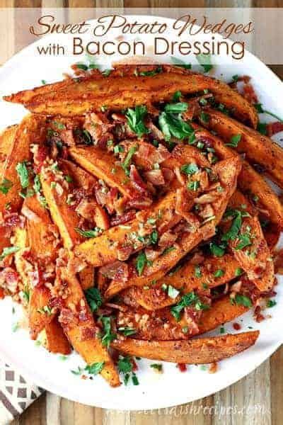 Sweet Potato Wedges With Bacon Dressing Lets Dish Recipes