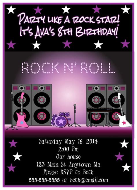 Free Printable Rock Star Birthday Party Invitations Template Download
