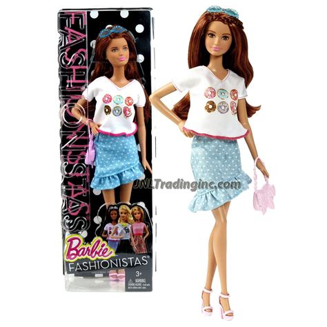 Barbie Fashionistas 12 Doll Summer Cln69 In White Tops And Blue Polka Dots Skirt With