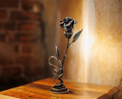 Hand Forged Iron Rose Sculpture T Of Everlasting Love Etsy
