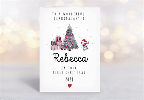 Granddaughter First Christmas Card Personalised Christmas Etsy Uk