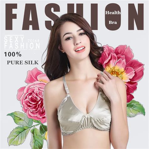 buy 2017 sexy pure silk bra double faced silk wire ultrathin padded 100