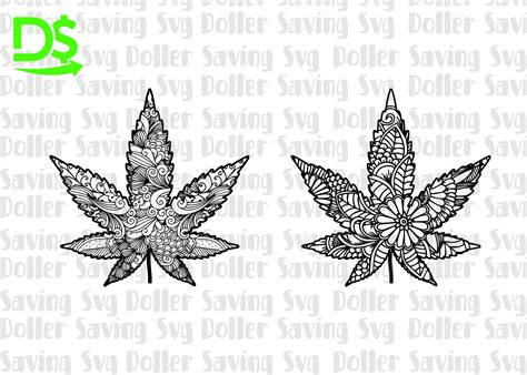 2 Archivo Cannabis Leaf Mandala Svg Weed Svg Cannabis Svg Etsy